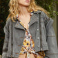 POL Cropped Denim Jacket with Functional Zipper Detail Jackets