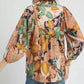 Umgee Multicolor Abstract Floral Print Blouse with Ruffle Neck - DAVERRI FASHIONS