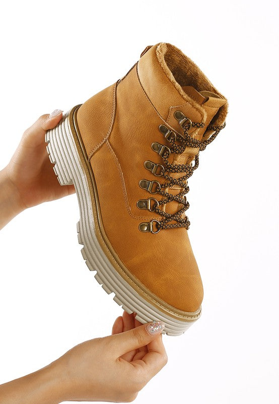 Boskoff Lace-Up Chunky Warm Ankle Boots | Boots Daverri Fashions