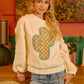 BiBi Cactus Embroidered Fleece Sweatshirt - DAVERRI FASHIONS