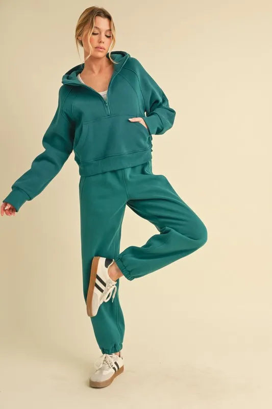 Aemi+Co Drawstring Elastic Waist Joggers TEAL