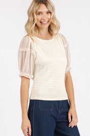 Mittoshop Frill Round Neck Half Sleeve Blouse