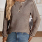 Daverri Fashions brown and white striped long-sleeve top