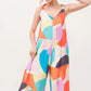 And The Why Tied Shoulder Straps Wide-Leg Geo Print Jumpsuit Jumpsuits