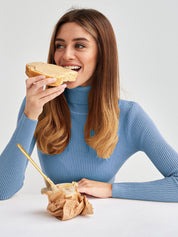 Sea Blue Free Size Women's Knit Turtleneck Pullover | Sweaters Daverri Fashions