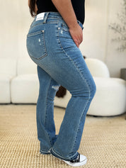 Judy Blue Full Size Mid Rise Destroyed Hem Distressed Jeans Jeans