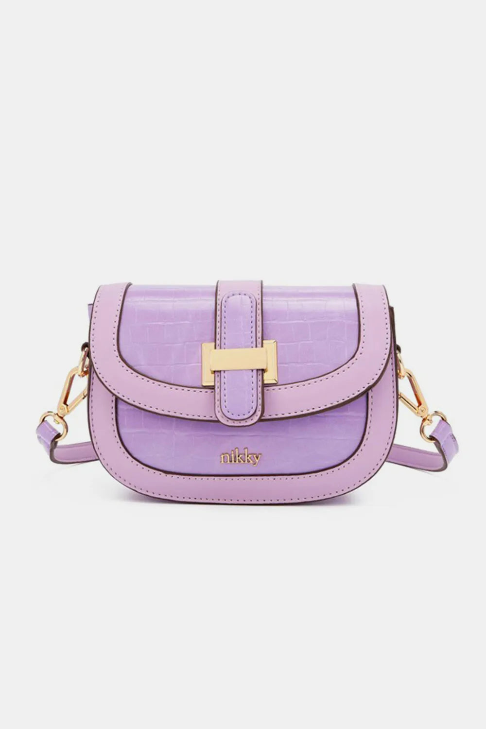Nicole Lee USA Croc Embossed Crossbody Bag Lavender One Size Handbags