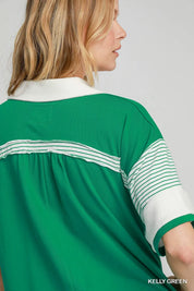 Umgee French Terry Collared Colorblock Romper | Daverri Fashions