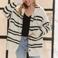 ADORA Horizontal Stripes Hoodie Cardigan - DAVERRI FASHIONS
