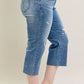 Judy Blue Plus Size High Waist Back Destroy & Raw Cut Hem Crop Wide Jeans
