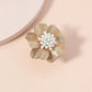 18K Gold-Plated Pearl Flower Ring - DAVERRI FASHIONS