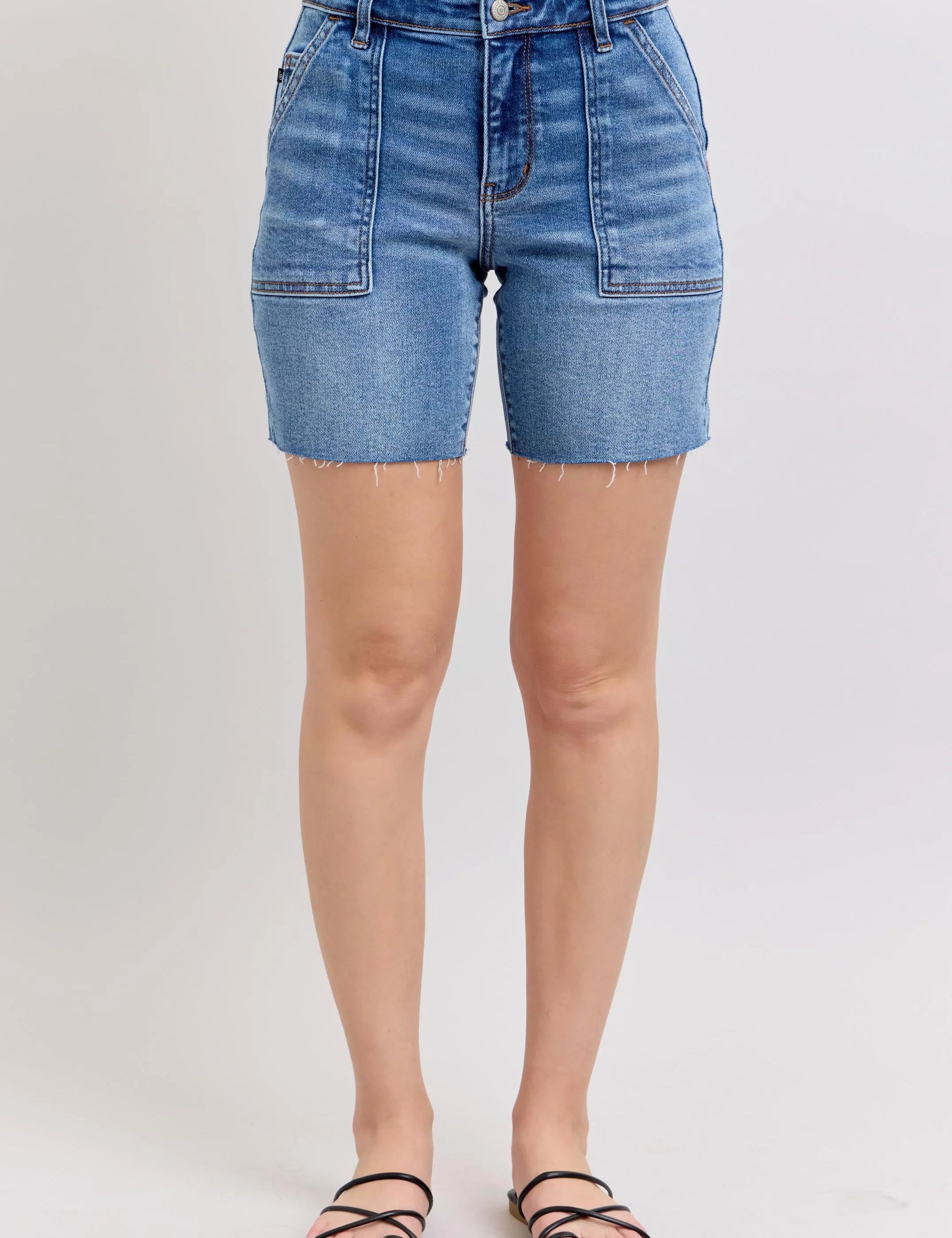  Back Flap Pockets Plus Size | Denim Shorts Daverri Fashions