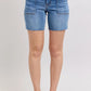 Judy Blue Full Size Mid Rise Bermudas Denim Shorts W/ Back Flap Pockets Plus Size MD Denim Shorts
