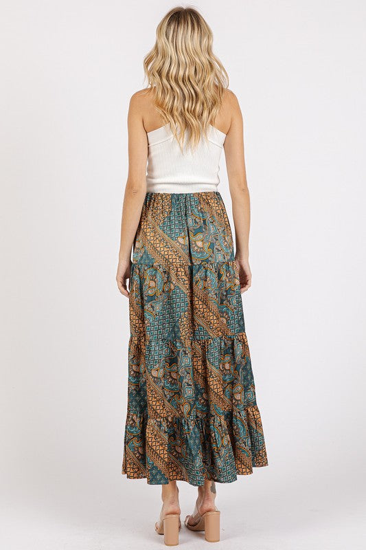 Mittoshop Paisley Patchwork Print Satin Maxi Skirt Skirts