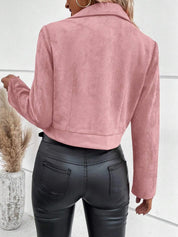 Zip Up Suede Cropped Moto Jacket | Jackets Daverri Fashions
