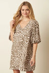 Mittoshop Animal Print Puff Sleeve Mini Dress - DAVERRI FASHIONS