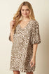 Mittoshop Animal Print Puff Sleeve Mini Dress - DAVERRI FASHIONS