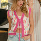 BiBi Leopard Sweater Vest With Front Tie and Scallop Detail Vests