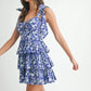 MABLE Floral Print Shoulder Tie Layered Mini Dress