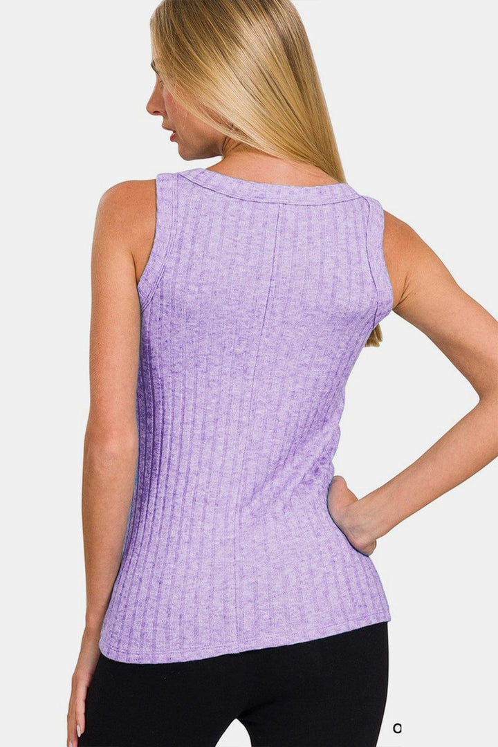 Zenana Ribbed Round Neck Tank Tank Tops