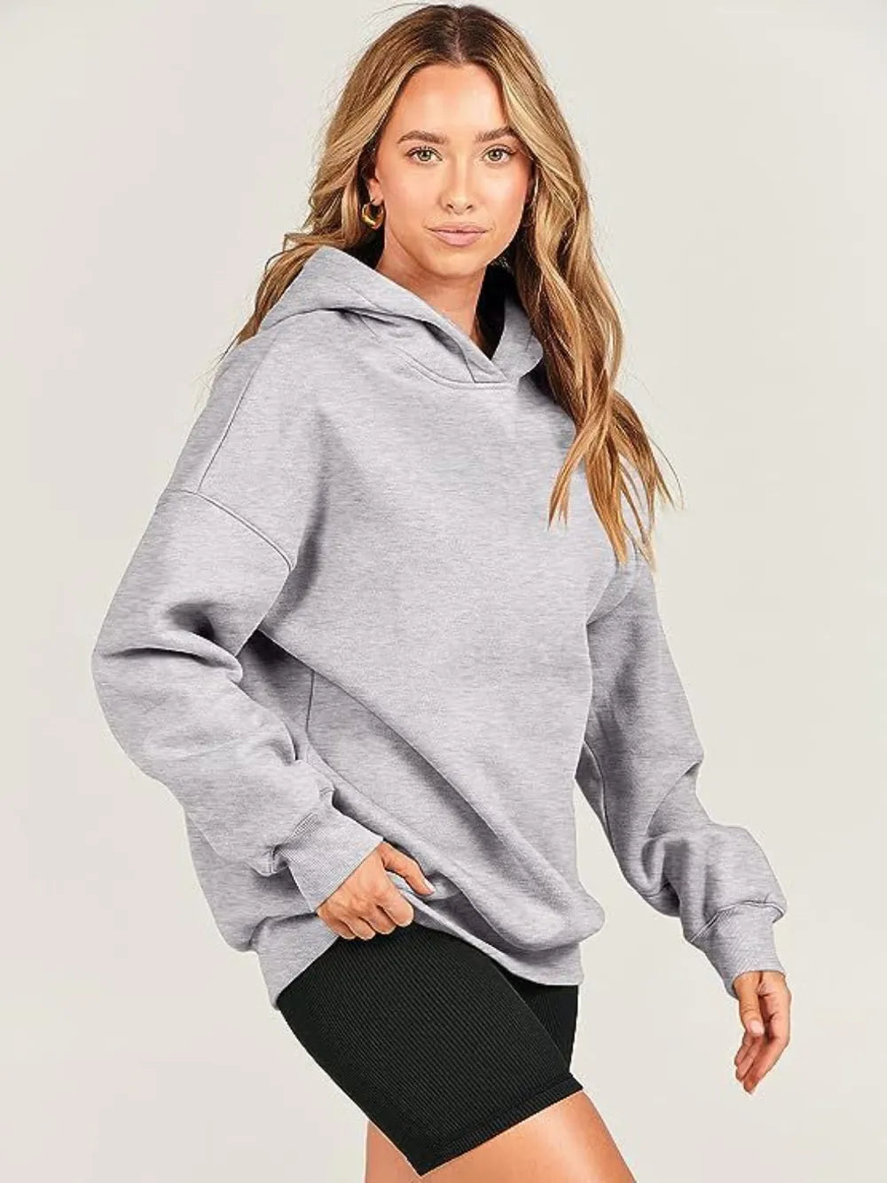 Dropped Shoulder Long Sleeve Hoodie | Hoodies Daverri Fashions