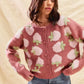 SO ME Strawberry Fruit All Over Button Sweater Cardigan - DAVERRI FASHIONS