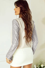 Sequin V-Neck Long Sleeve Blouse | Blouses Daverri Fashions