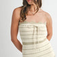 MABLE Contrast Striped Crochet Knit Midi Dress