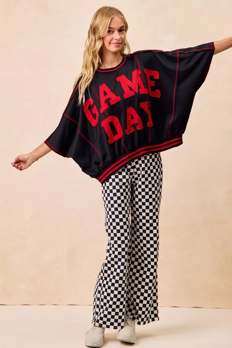 BiBi Gameday Theme Checkered Printed Pants - DAVERRI FASHIONS