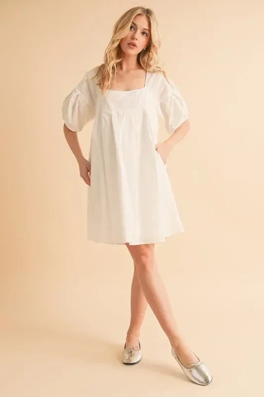 Aemi + Co Square Neck Babydoll Dress with Pockets - DAVERRI FASHIONS