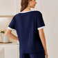 Daverri Fashions navy blue white striped ribbed pajama set