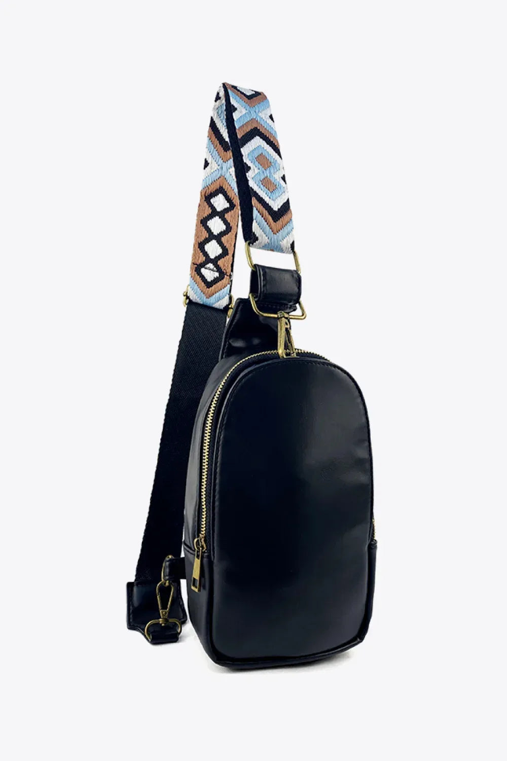 Abstract Pattern Adjustable Strap Vegan Leather Sling Bag - DAVERRI FASHIONS