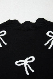 Bow Side Ties Scalloped Hem Cap Sleeve Sweater | Sweaters Daverri Fashions