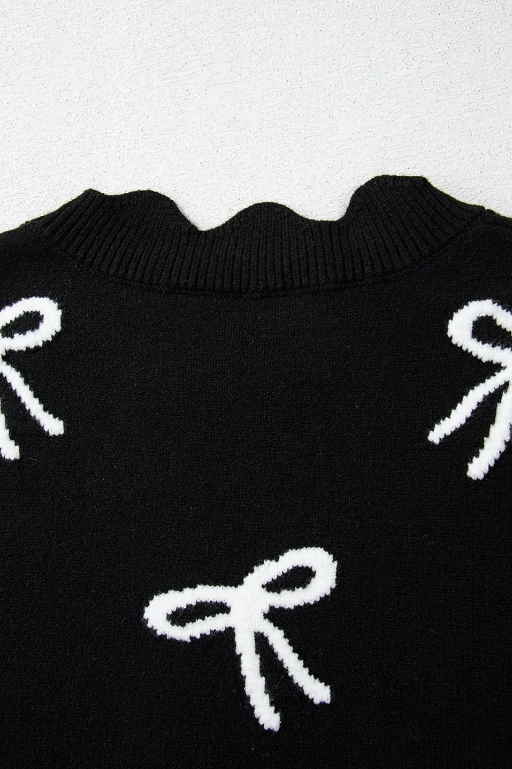 Bow Side Ties Scalloped Hem Cap Sleeve Sweater | Sweaters Daverri Fashions
