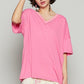 POL V-Neck Half Sleeve T-Shirt Barbie Pink M T-Shirts