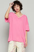 POL V-Neck Half Sleeve T-Shirt Barbie Pink M T-Shirts