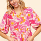 Haptics Full Size Frill Floral Puff Sleeve Blouse Blouses