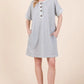 BOMBOM Casual Contrast Trim Henley Dress GREY