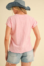 Aemi + Co Lettuce Edge Round Neck Short Sleeve T-Shirt | T-Shirts Daverri Fashions