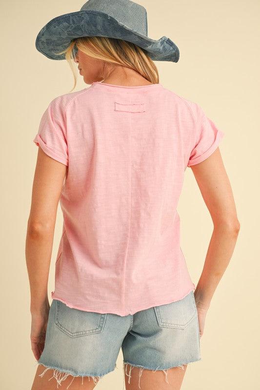 Aemi + Co Lettuce Edge Round Neck Short Sleeve T-Shirt T-Shirts