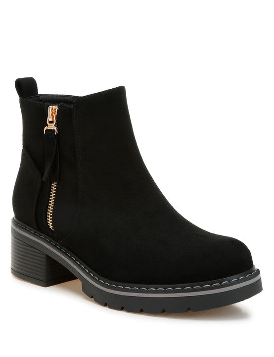 Black Tigris Microfiber Zipper Boots | Boots Daverri Fashions