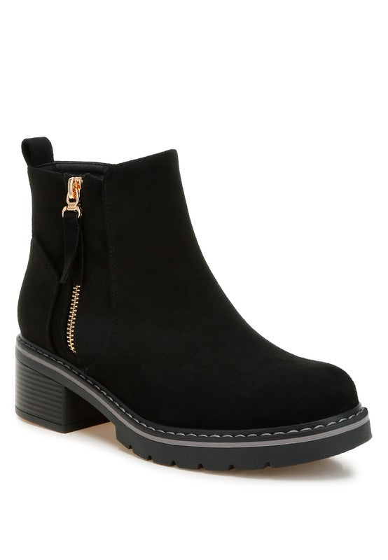 Black Tigris Microfiber Zipper Boots | Boots Daverri Fashions