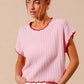 SO ME Textured Light Weight Sweater Dolman Top BLUSH RED L Sweaters