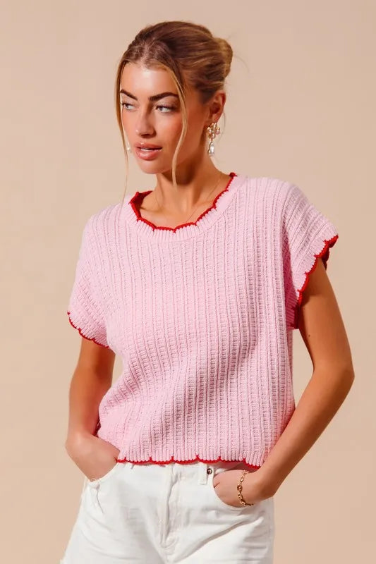 SO ME Textured Light Weight Sweater Dolman Top BLUSH RED Sweaters