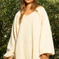 POL Back Cross Strap Detail Balloon Sleeve Sweatshirt Cream Milk