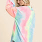 BiBi Tie Dye French Terry V-Neck Top with Puff Sleeves Tops