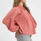 Umgee Textured Notched Blouse with Balloon Sleeves - DAVERRI FASHIONS