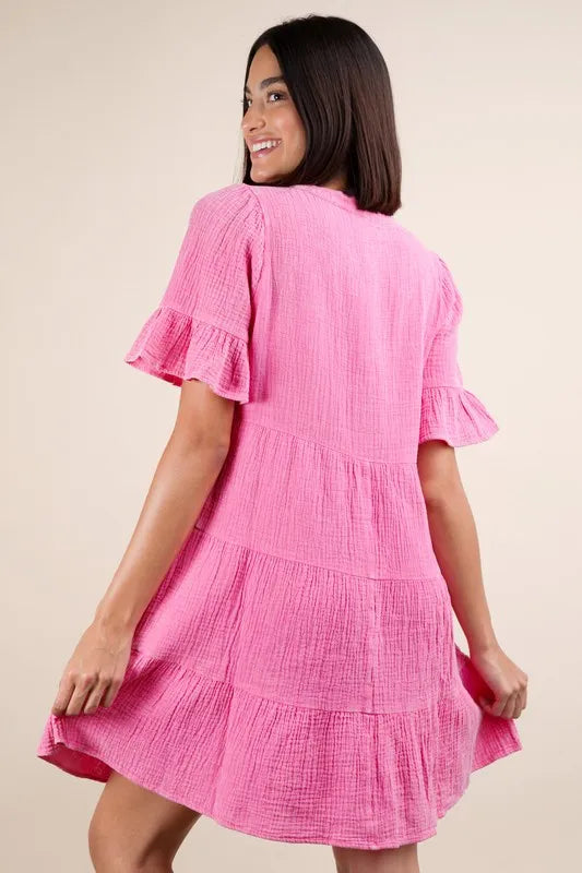 VERY J Plus Size Mineral Washed Woven Mini Dress Mini Dresses