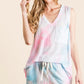 BiBi Tie Dye Textured Knit Top and Shorts Set Short Sets