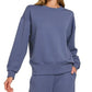Zenana Scuba Crewneck Pullover & Joggers 2 Pieces Set Indigo - DAVERRI FASHIONS